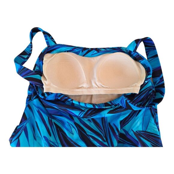 Miraclesuit Tankini Breezy Swim Top Modest Wire Free Vivid Blue Tropical size 10 - Picture 7 of 15